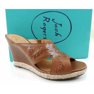 Women's Shoes Jack Rogers Sophia Slide Wedge Sandals Heels Oak Brown Size 8